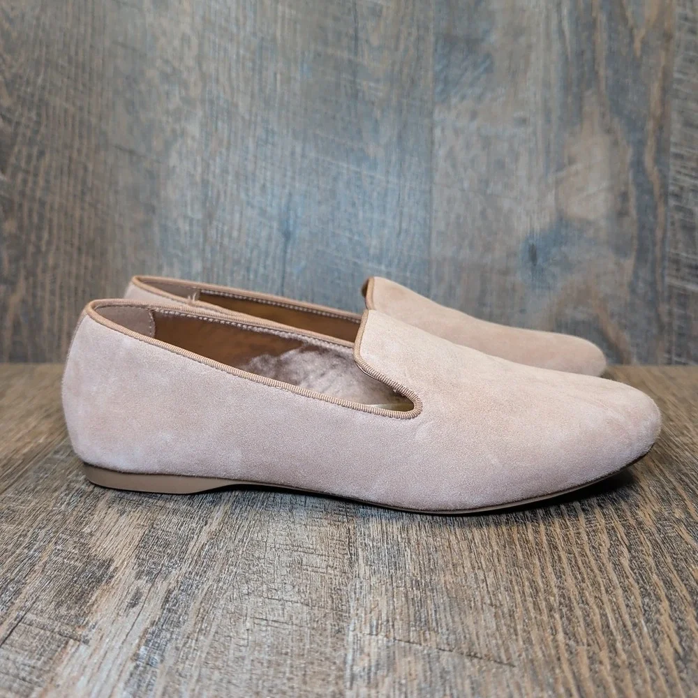 Birdies Velvet Flats Womens Sz 6.5 Latte Slip-On Ballet Starling Quilted Insole